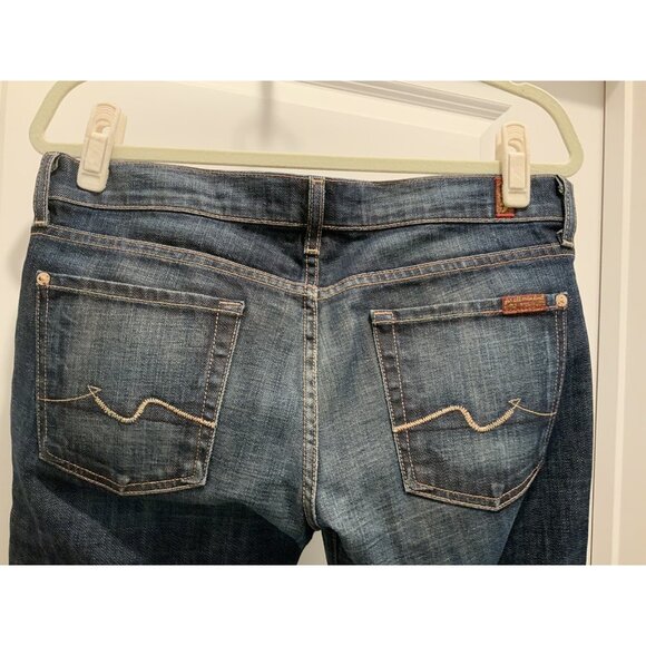 7 For All Mankind Jeans Size 29 Women’s 4 Pocket (2 zip) Low Rise Straight Blue - Picture 5 of 10
